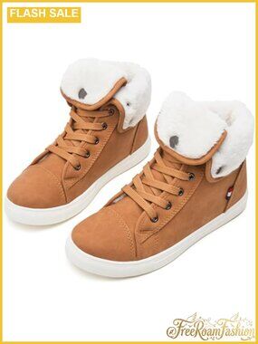 Women's Lace Up Ankle Combat Boots Faux Fur Lined Water Resistant Snow Boots